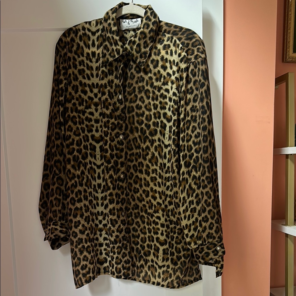 Leopard Print Button-Up Shirt